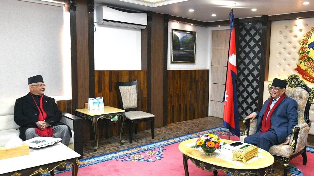 Prime Minister Dahal, UML Chair Oli meet