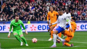 Kylian Mbappe nets a brace in his first game as French captain