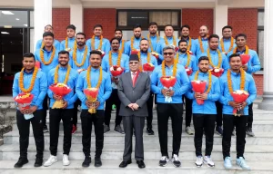 PM Dahal announces Rs 300,000 each to victorious cricketers