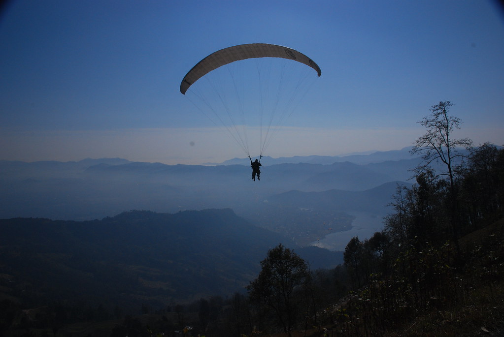 paragliding test flight underway at Dhorpatan