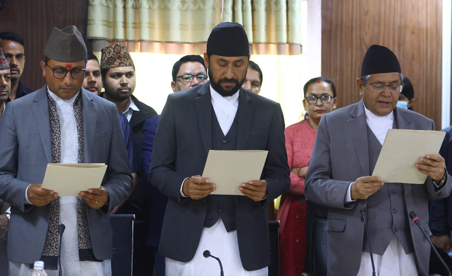 Newly elected Lamichhane and Wagle took oath of office and secrecy