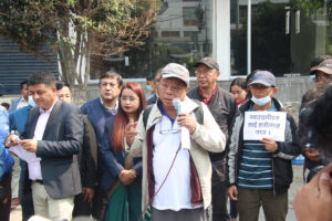 Mahabir Pun stages sit-in putting forth various demands