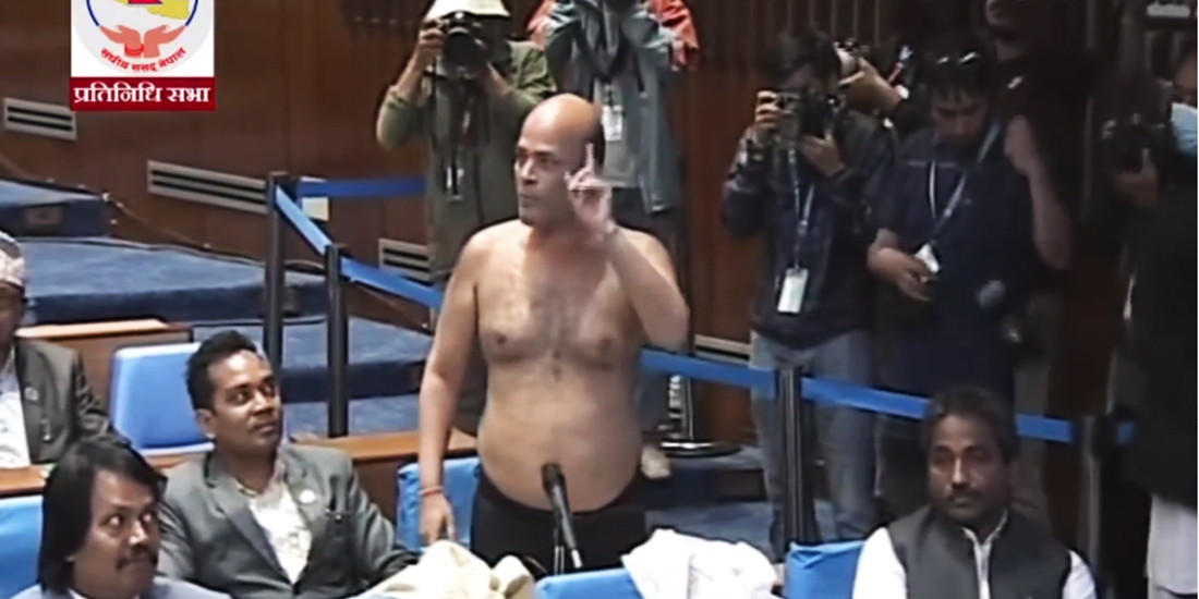 MP Amresh Kumar Singh half-naked in Parliament meeting