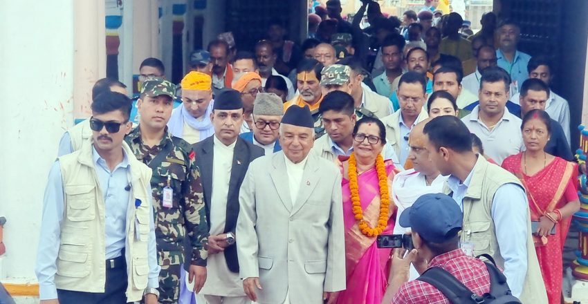 President Paudel performs worship at Janaki Temple