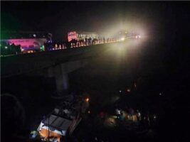 Bus falls off Rapti river bridge, death toll rises to 12