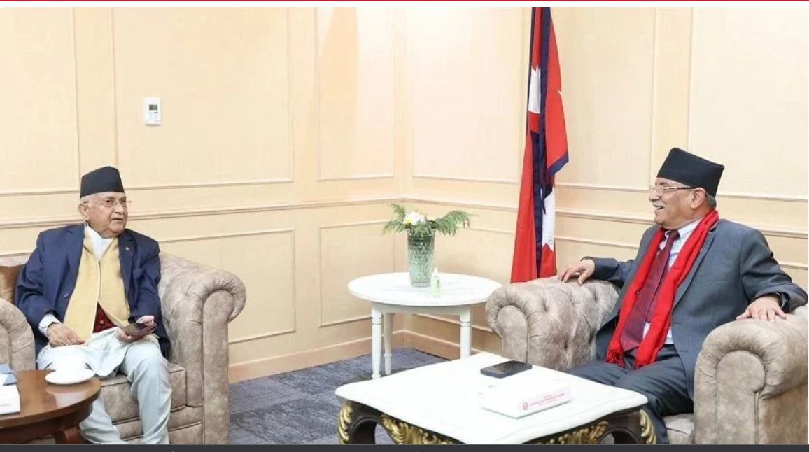 Prime Minister Dahal and UML Chair Oli meet