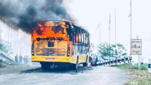 Petrol bomb hurled at school bus in Chitwan