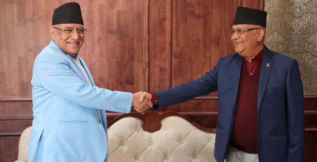 Prime Minister Dahal and UML Chair Oli meet