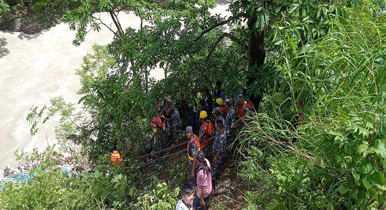 Indian number plate bus plunges into Marsyangdi river,14 dead and 16 rescued