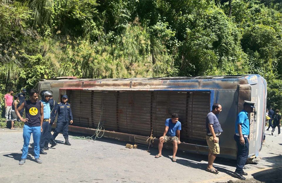 19 injured as stone falls on bus