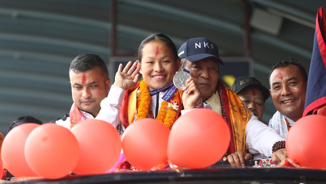 Erika Gurung receives hero’s welcome in Kathmandu