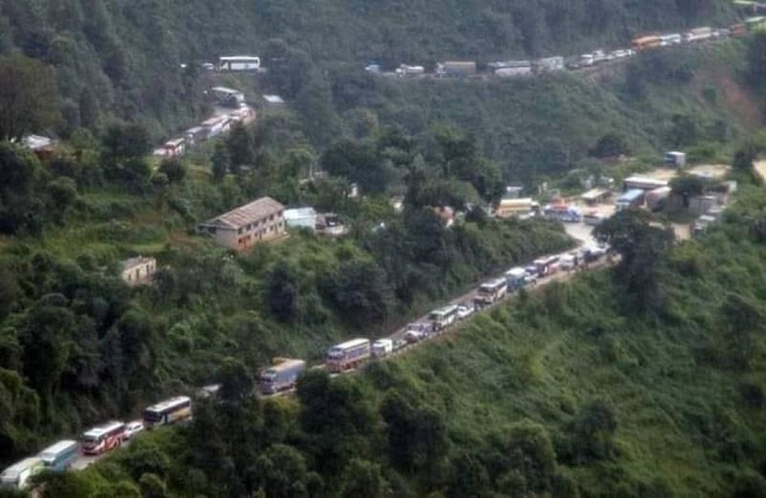 Naubise-Nagadhunga road section obstructed