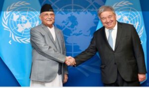 PM Oli meets with UNSG Guterres