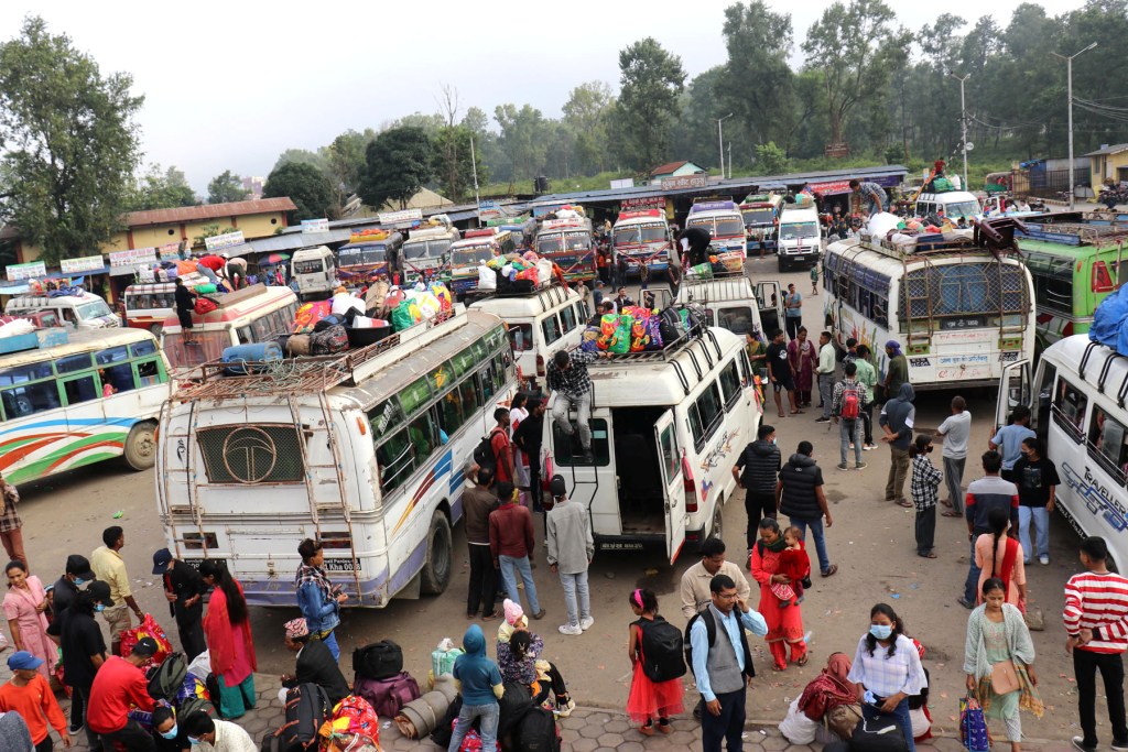 Number of people leaving Kathmandu for hometown to celebrate Dashain increasing