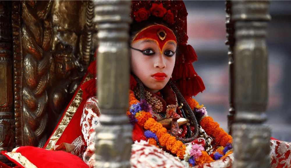 Living Goddess Kumari taken to visit Pachali Bhairab