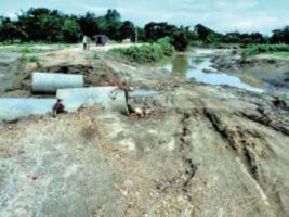 Flood damages Rajbiraj-Kunauli road