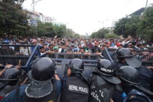 Police deploy water cannons at Baneshwor as teachers attempt to breach restricted area