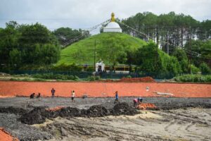 Historic Saptapatal Pokhari in Lagankhel under reconstruction