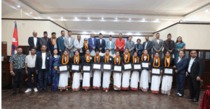 PM Oli gives away sports awards to various winners of international competitions