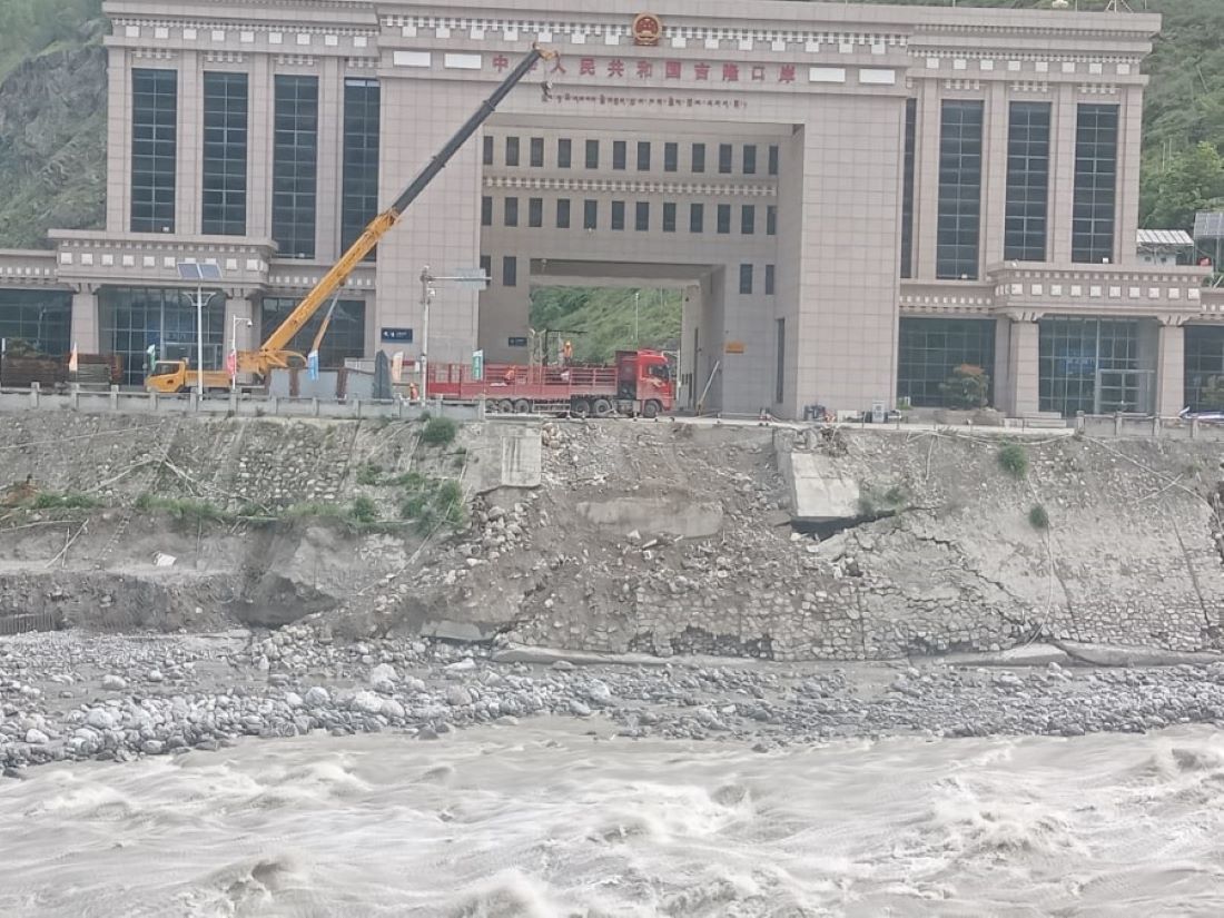 Construction of Bailey Bridge begins at Rasuwagadhi border post