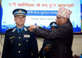 Newly appointed Inspector General of Police, Khapung, presented with insignia