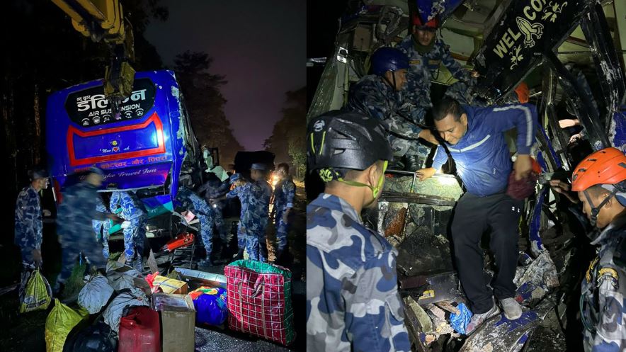 33 injured in a bus accident in Chitwan