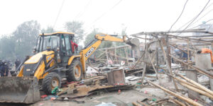 Demolition of illegal huts underway at Manohara