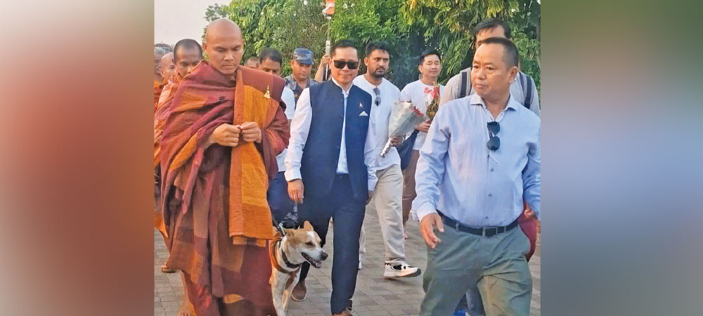 International peace ambassador ‘Aloka’ arrives in Lumbini with ‘global peace walk team’